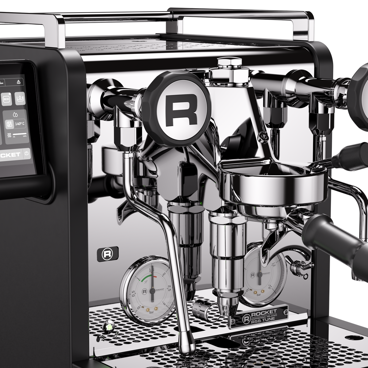 Rocket R58 TUNE group head, controls and magnetic touchscreen