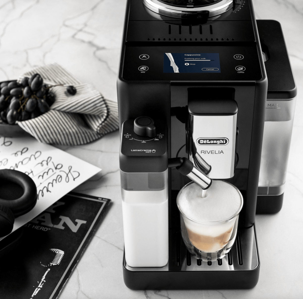 Delonghi Rivelia – Compact Bean - to - Cup Espresso Machine (Matte Black) - Café Liégeois Canada Inc.