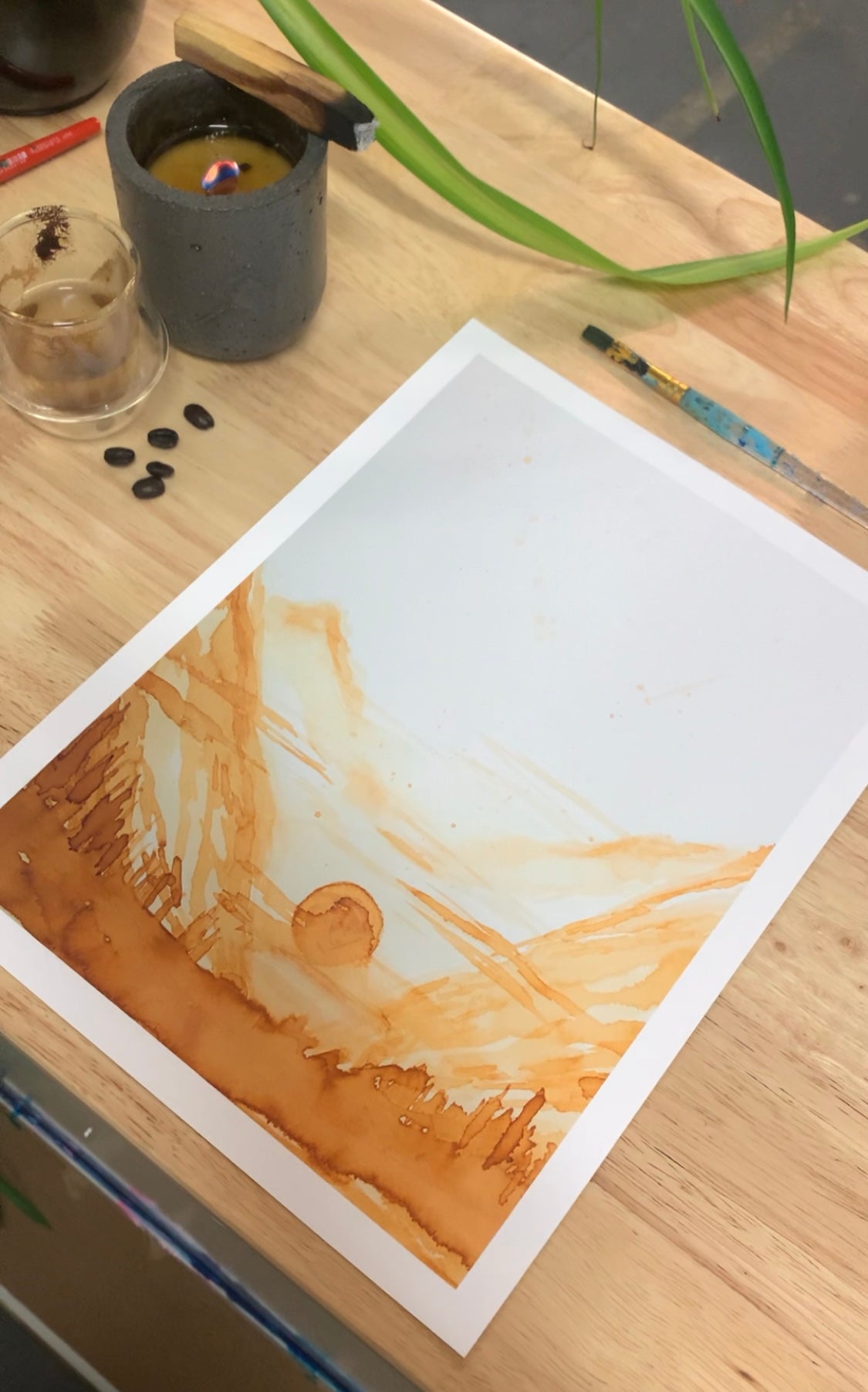 Amber moon / Coffee Print